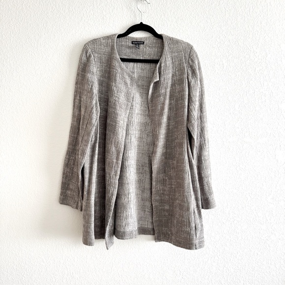 Eileen Fisher Smoke Gray Longline Jacket/Duster Tencel Organic Cotton - Picture 1 of 8